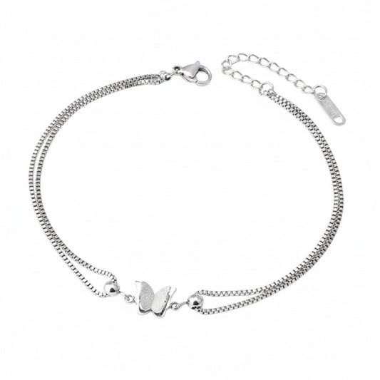 Fußkette Schmetterling Silber verstellbares Fußkettchen modern Sommerschmuck Fußschmuck Karma