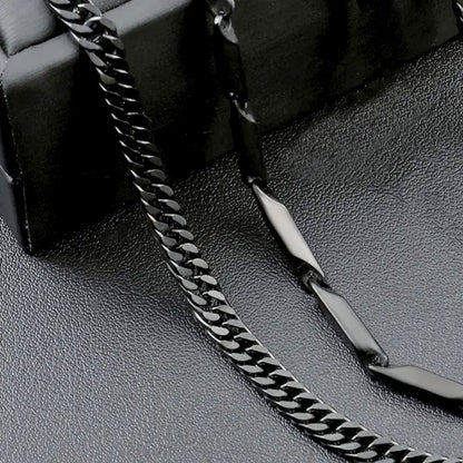 Ketten Set Herren Schwarz Edelstahl Halskette Karma