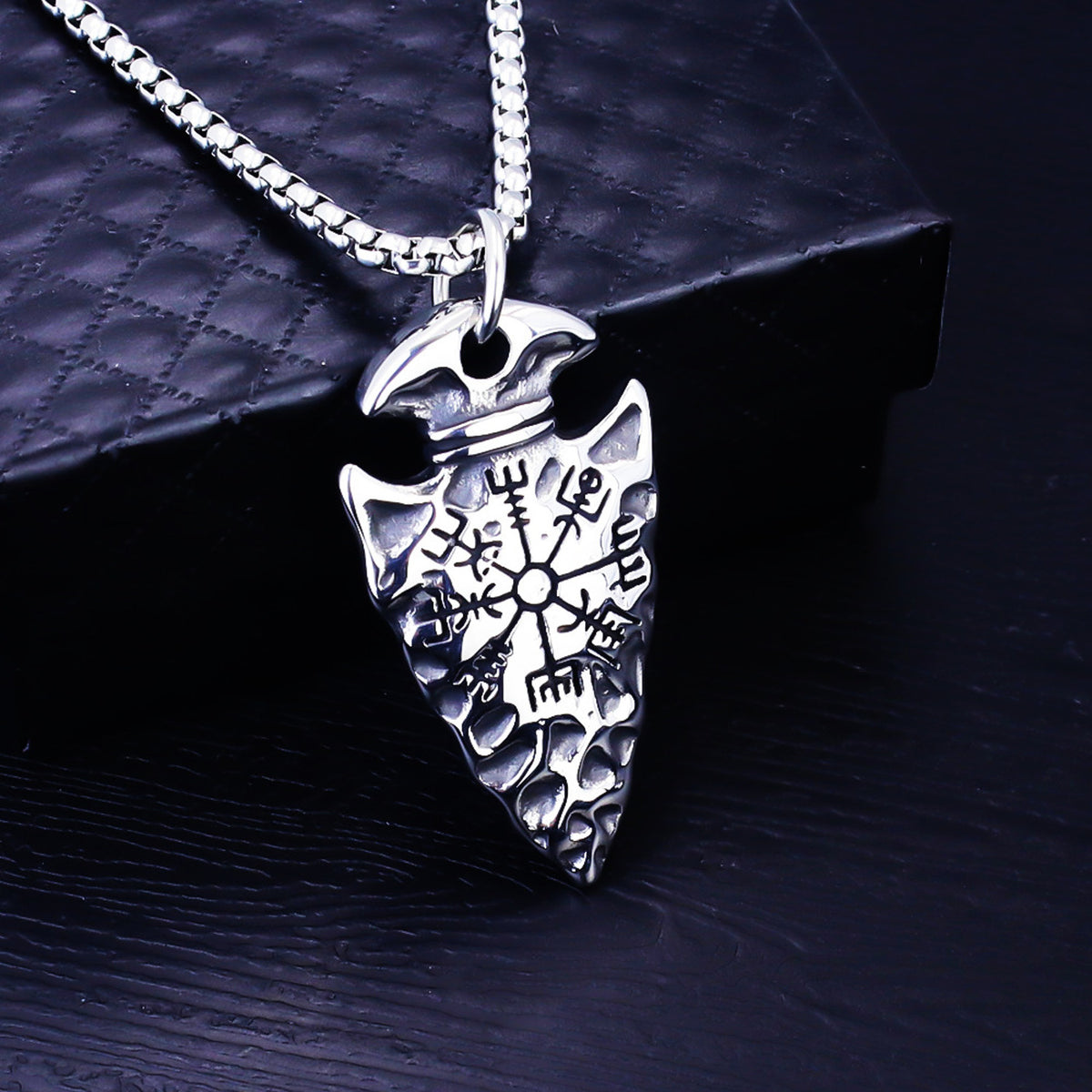 Halskette Herren Pfeilspitze Silber 60 cm Edelstahl Metall Kette rostfrei Karma