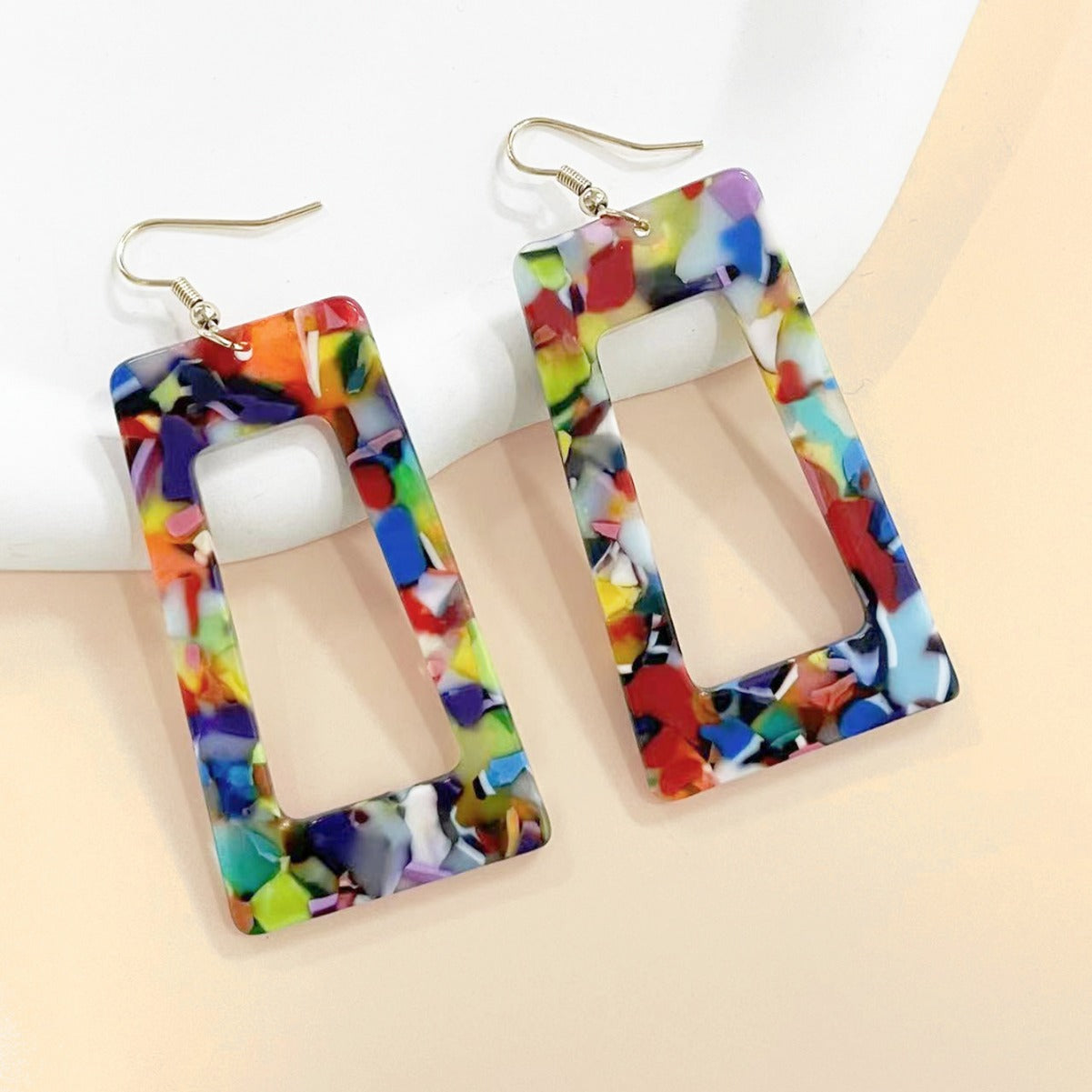 XL Damenohrringe Bunt modern 6 cm Acryl Statementohrringe Karma
