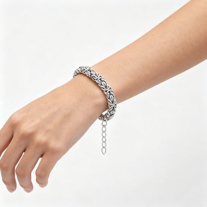 Damen Armband Silber 16 cm Edelstahl wasserfest hypoallergen verstellbares Damenarmband Karma