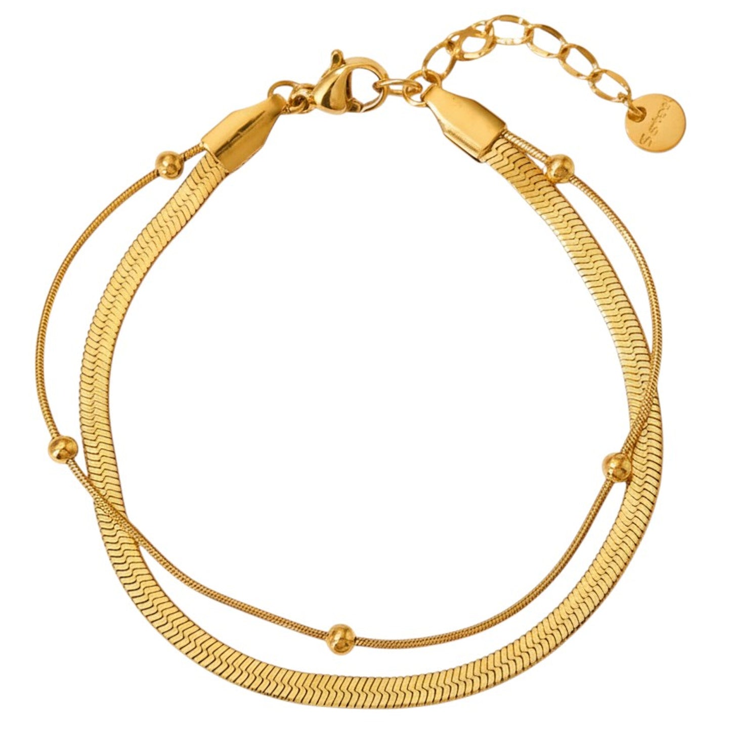 Fußkette 2reihig Gold Edelstahl vergoldet
