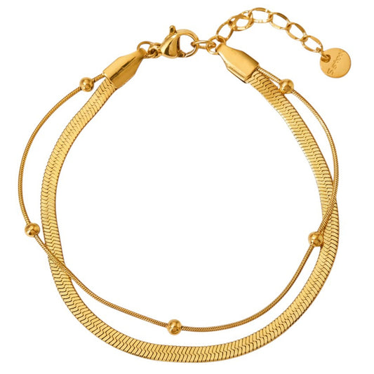 Fußkette 2reihig Gold Edelstahl vergoldet