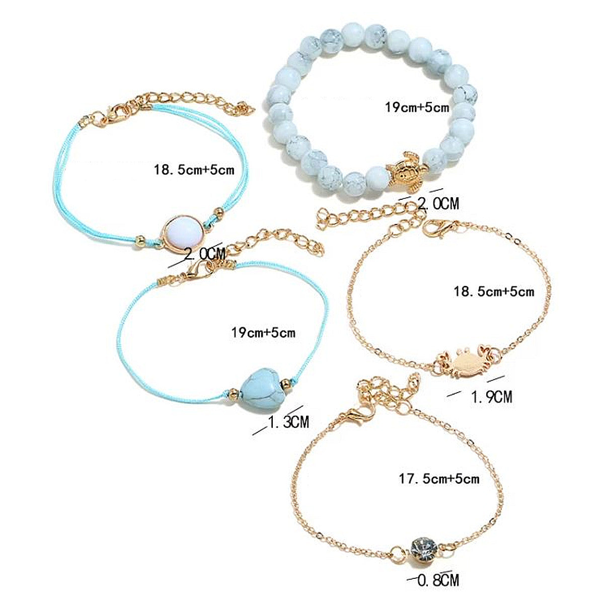 5teiliges Armbandset Blau Gold KARMA