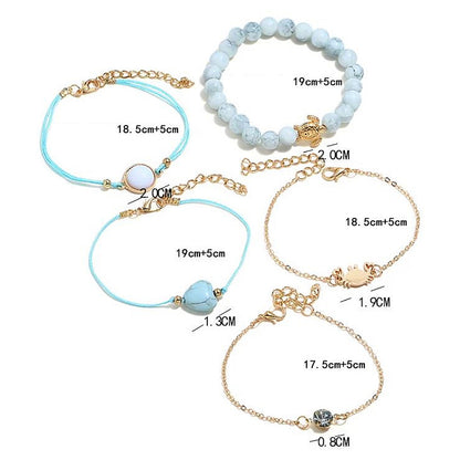 5teiliges Armbandset Blau Gold KARMA