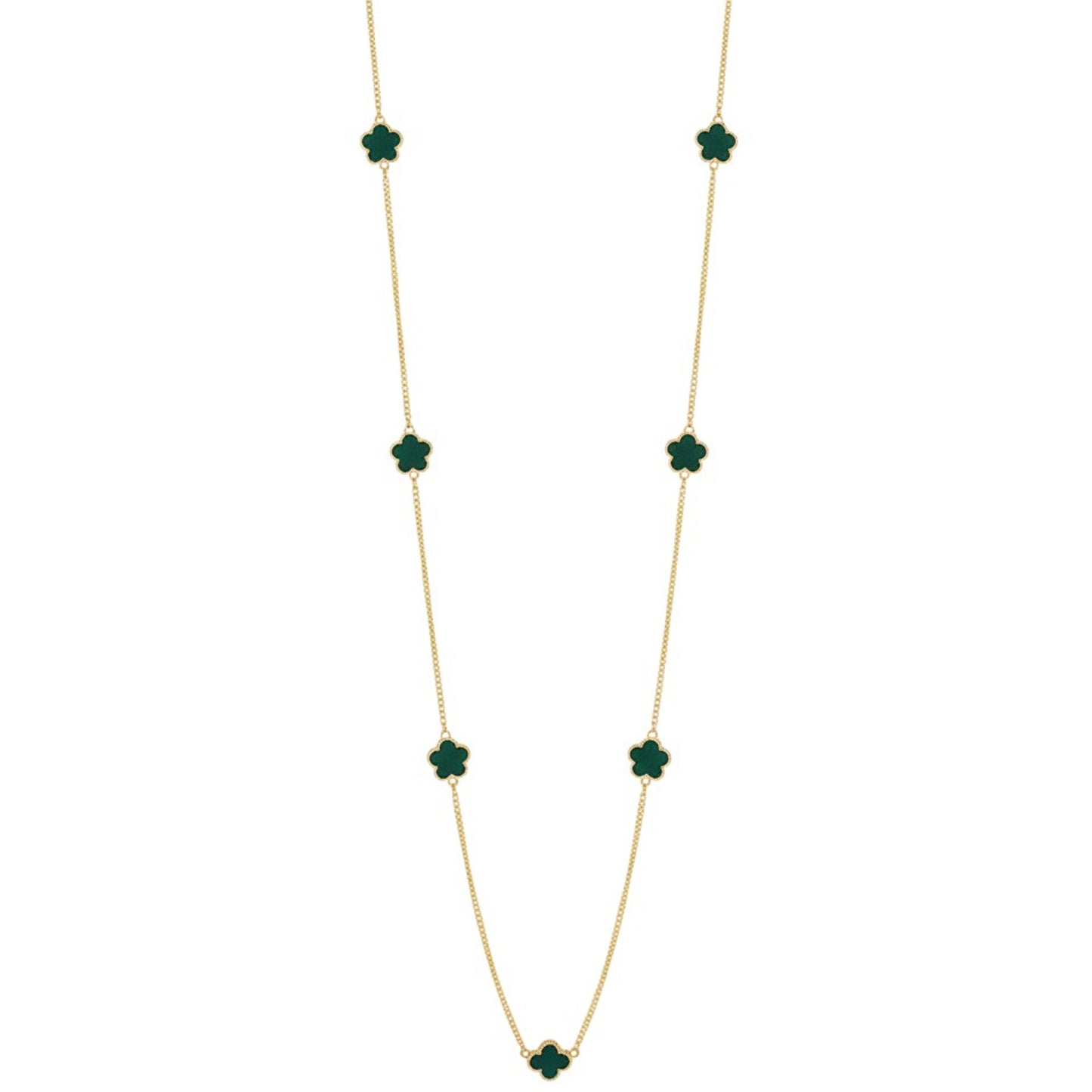 Lange Halskette Blumen Gold Schwarz 100 cm Damen Pulloverkette