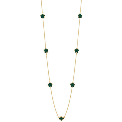 Lange Halskette Blumen Gold Schwarz 100 cm Damen Pulloverkette