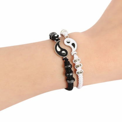 Partnerarmbänder Yin & Yang Schwarz Weiß Damen Herren Armband Set Karma