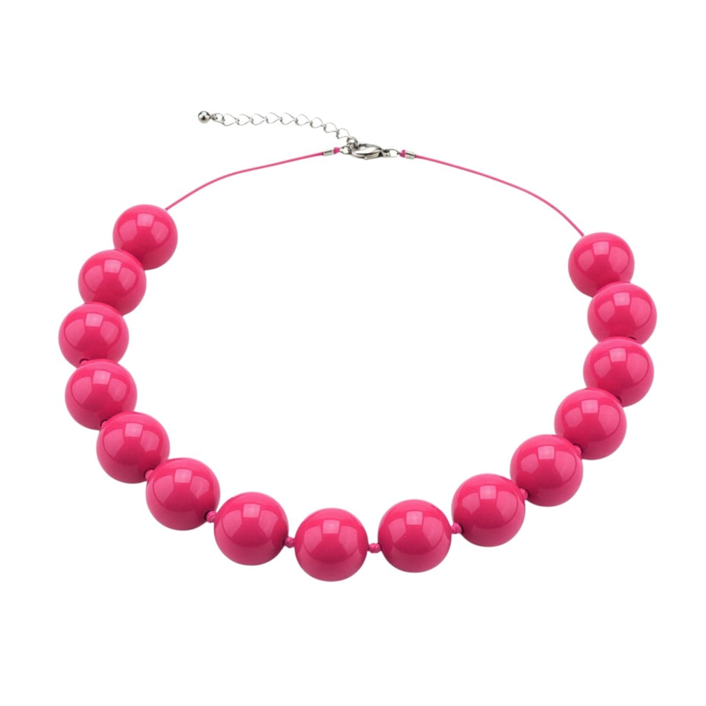 Halskette mit XL Acryl Perlen Pink 45 cm Damen Statement Kette bunt Karma