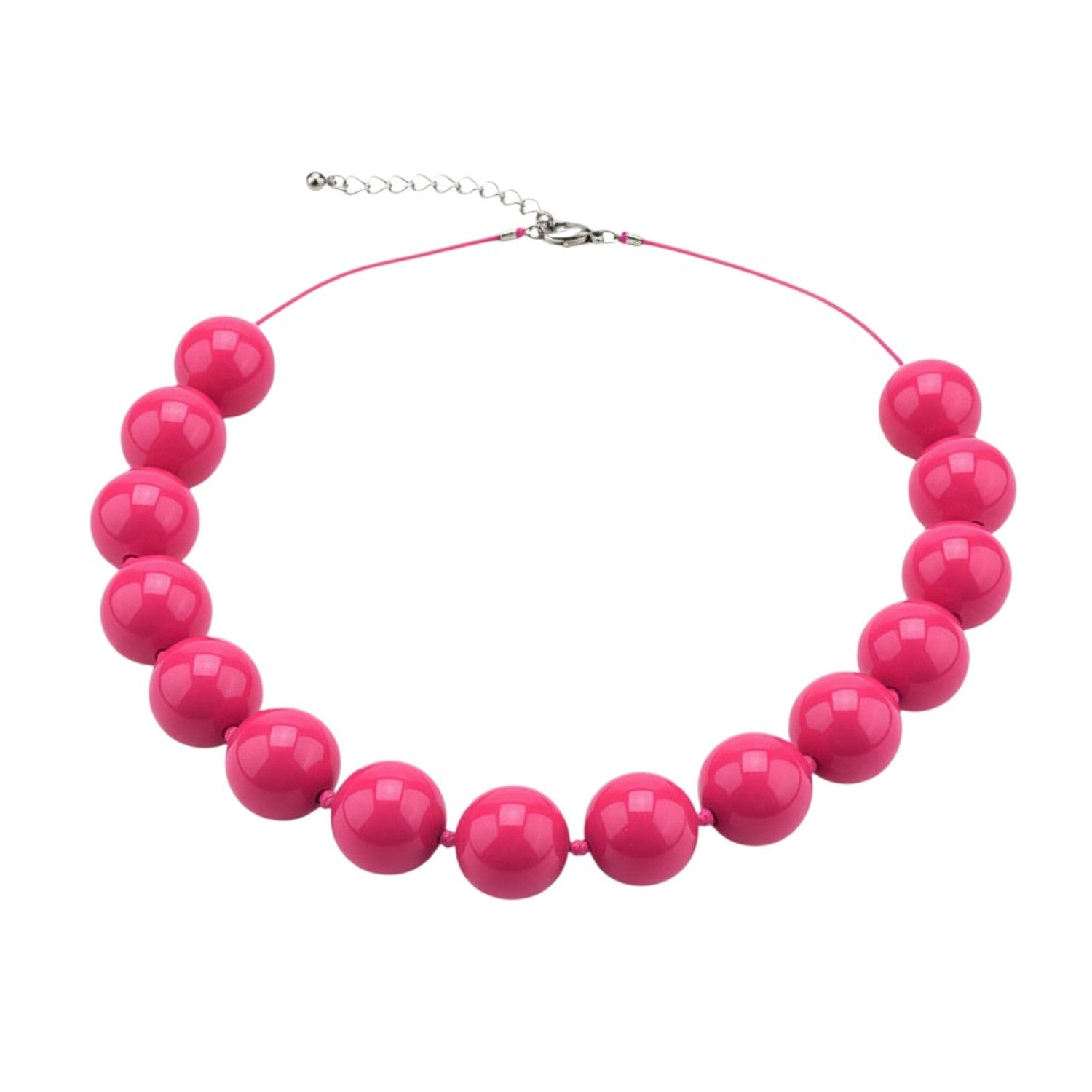 Halskette mit XL Acryl Perlen Pink 45 cm Damen Statement Kette bunt Karma