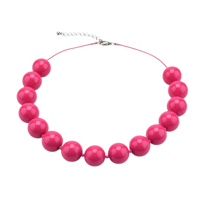 Halskette mit XL Acryl Perlen Pink 45 cm Damen Statement Kette bunt Karma