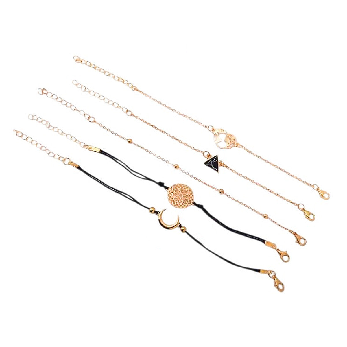 4teiliges Armbandset Schwarz Gold KARMA