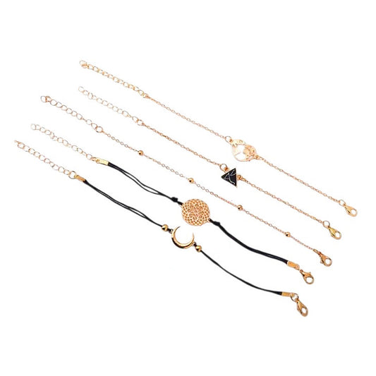 4teiliges Armbandset Schwarz Gold KARMA