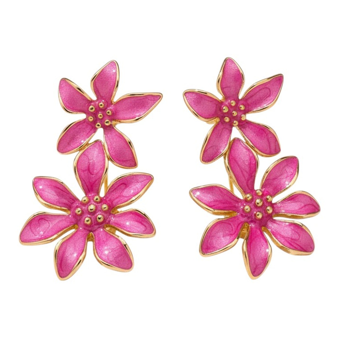 Bunte Ohrhänger Blumen Pink Damen 4 cm Ohrringe  Ohrstecker Karma
