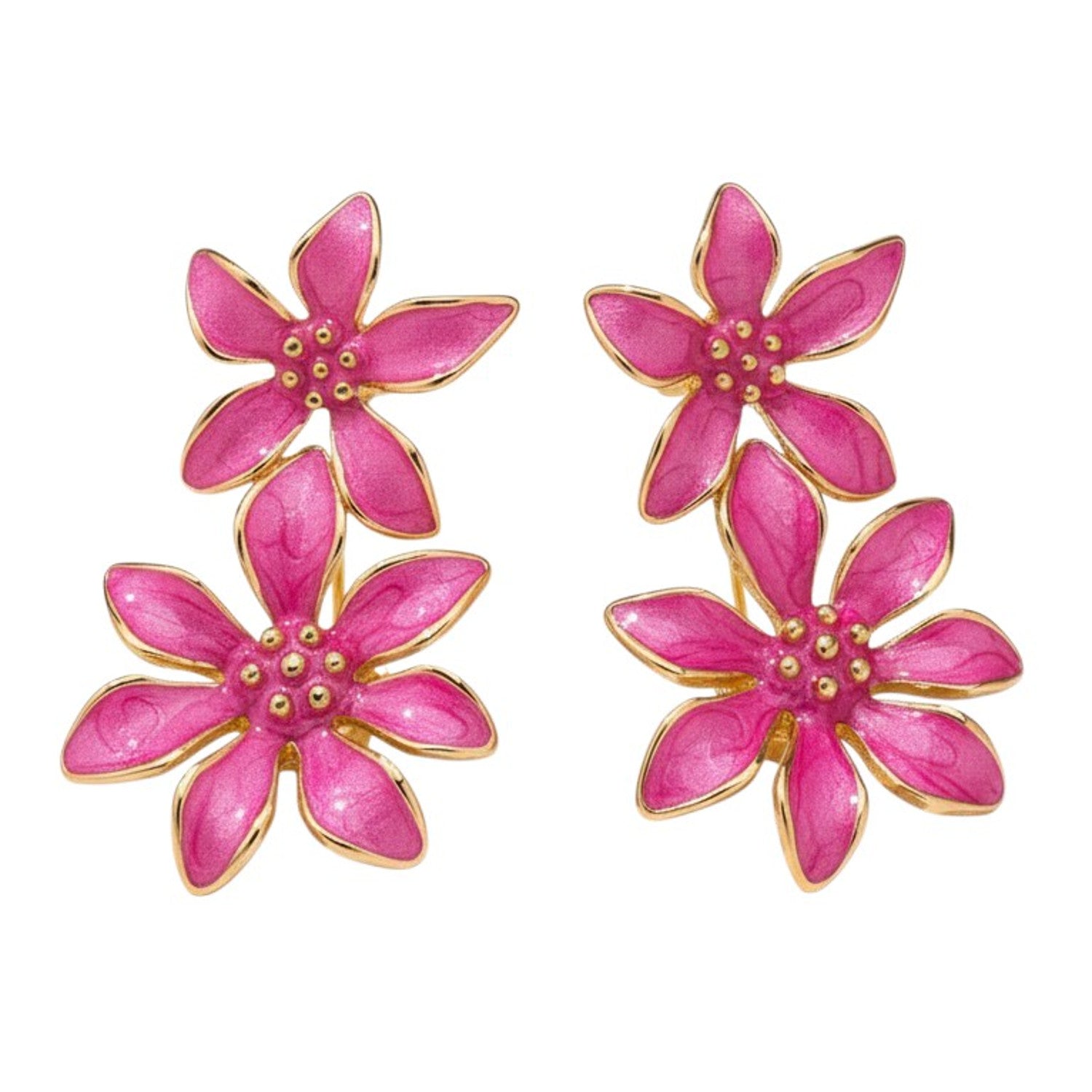 Bunte Ohrhänger Blumen Pink Damen 4 cm Ohrringe  Ohrstecker Karma