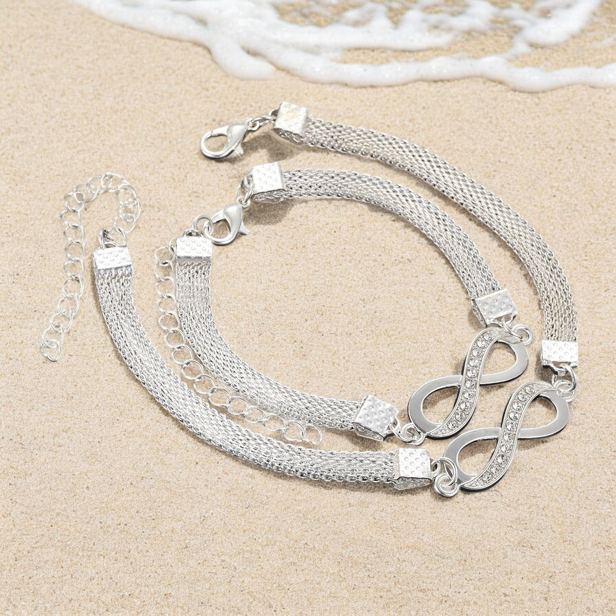 Fußkettchen Set mit Armband Infinity silber KARMA