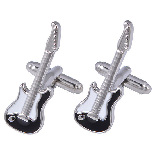 Manschettenknöpfe Gitarre Silber 3 cm Hemd Accessoires Edelstahl modern Karma