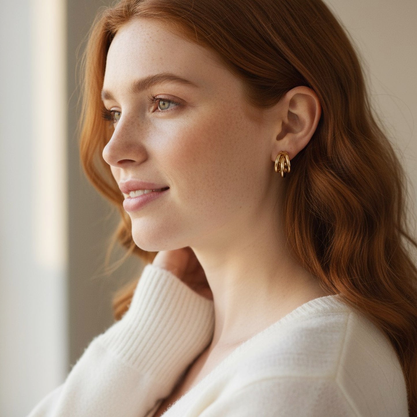 Creolen Oval Gold Edelstahl vergoldet Damenohrringe Ohrringe Damen KARMA