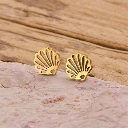 Ohrstecker Muscheln Damen Gold 0,9 cm Edelstahl vergoldet wasserfest hypoallergen Ohrringe Karma