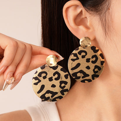 Ohrringe rund Leo Muster 5 cm Damen KARMA