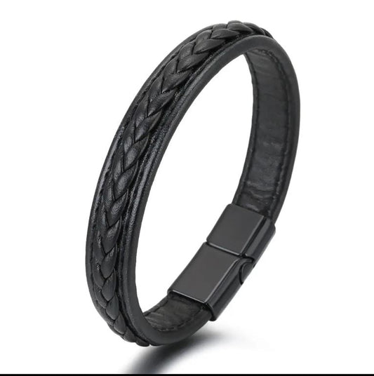 Lederarmband Herren Schwarz KARMA