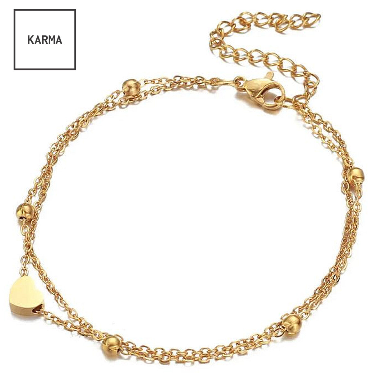 Fußkettchen Edelstahl mit Herz gold oder silber KARMA