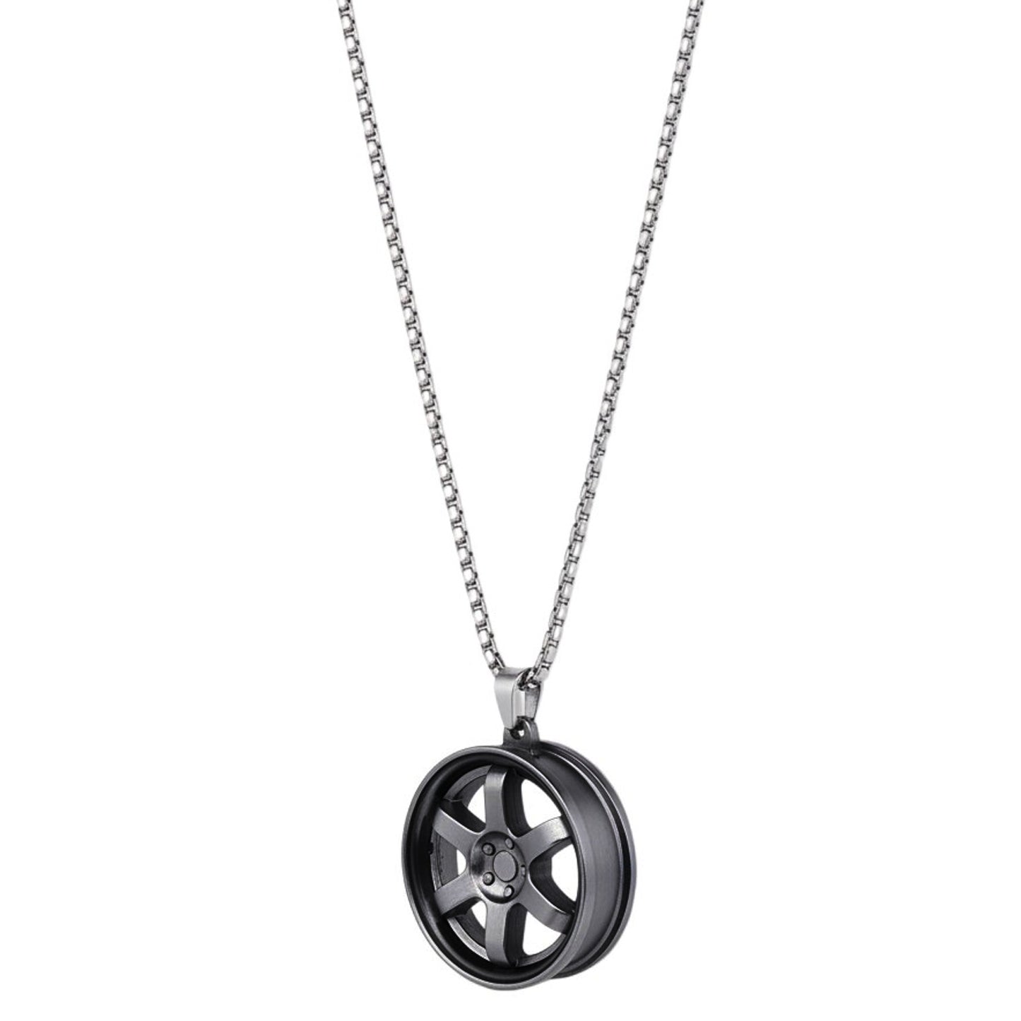 Kette Herren Felge Schwarz Silber Edelstahl 68 cm wasserfest hypoallergen Karma