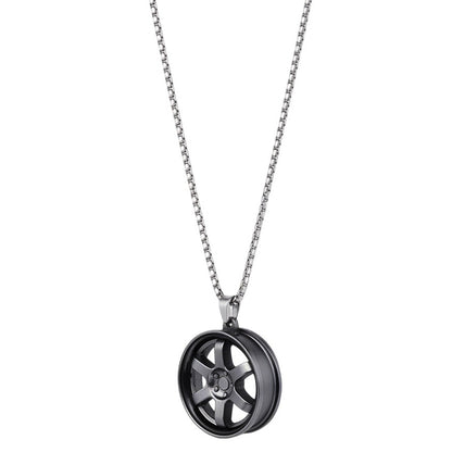 Kette Herren Felge Schwarz Silber Edelstahl 68 cm wasserfest hypoallergen Karma