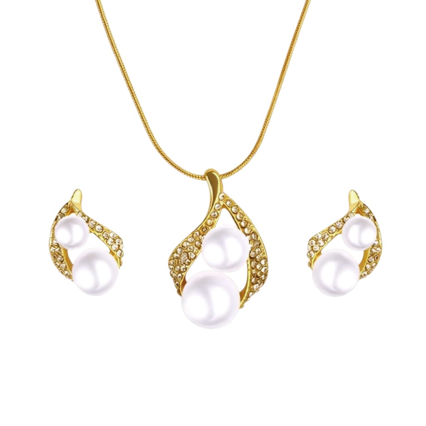 Schmuckset Perlen Gold Halskette Ohrringe KARMA