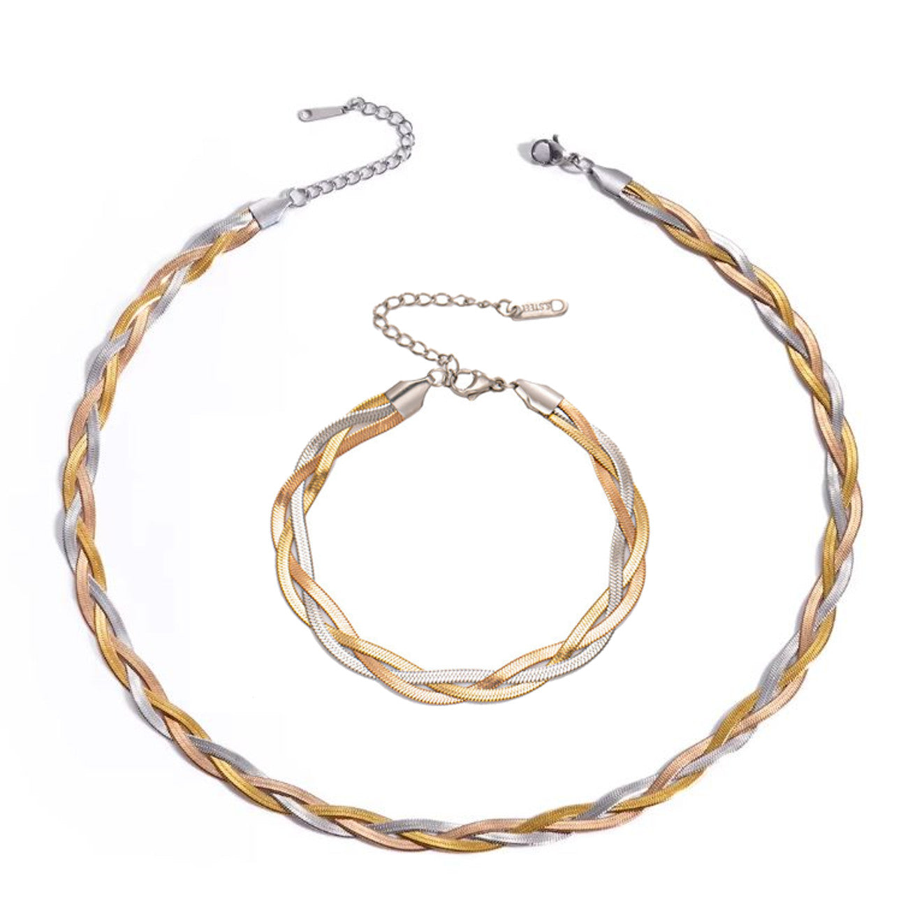 Schmuckset 3farbig Halskette und Armband KARMA