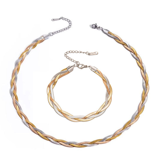 Schmuckset 3farbig Halskette und Armband KARMA