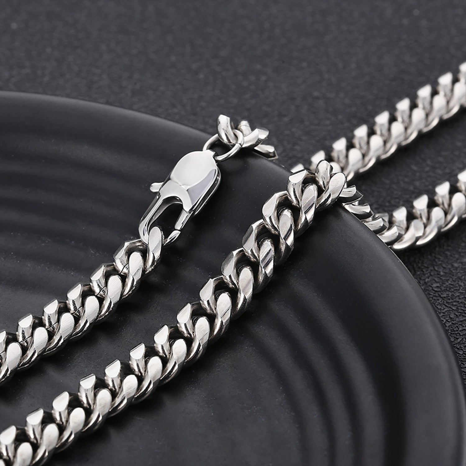 Panzerkette Edelstahl Silber 45 cm Unisex wasserfest hypoallergen Edelstahlkette Halskette KARMA
