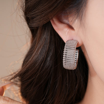 Große Creolen Silber modern 2,7 cm Damen Ohrringe KARMA