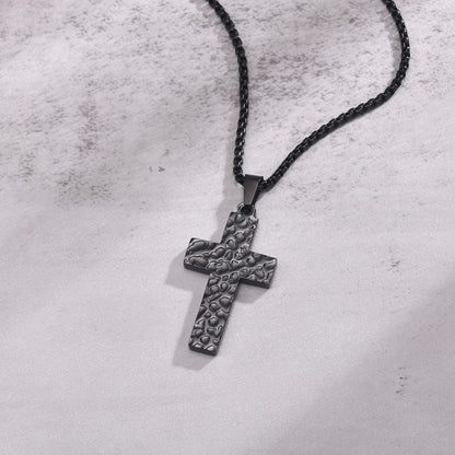 Halskette Herren mit Kreuzanhänger in Silber oder Schwarz KARMA