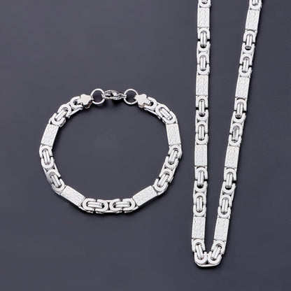 Schmuckset Herren Silber Edelstahl Armband und Kette in Schmuckbox Karma