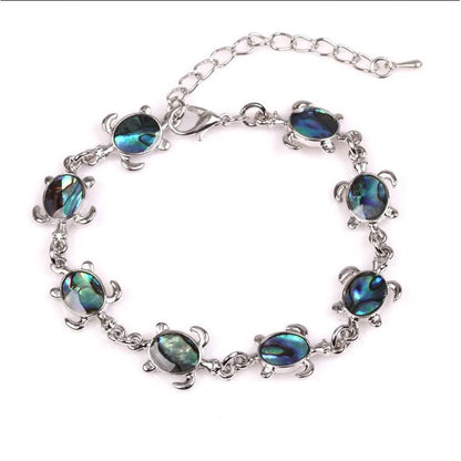 Armband Schildkröte Silber Abalone Muscheln Karma