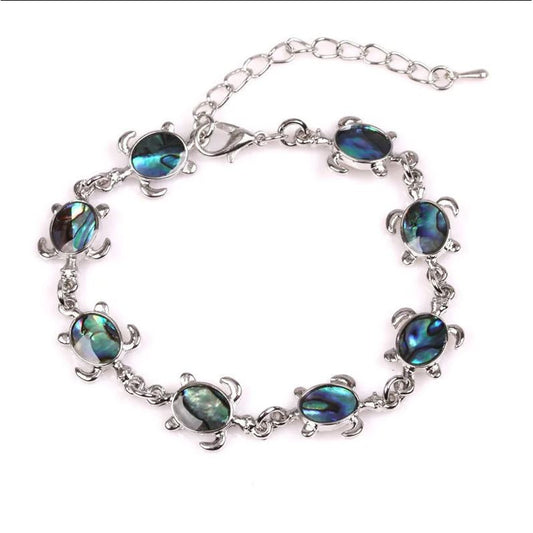 Armband Schildkröte Silber Abalone Muscheln Karma