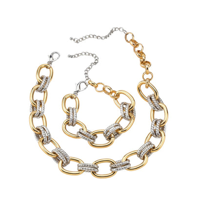 Schmuckset Damen Gold Silber modern Armband und Halskette KARMA