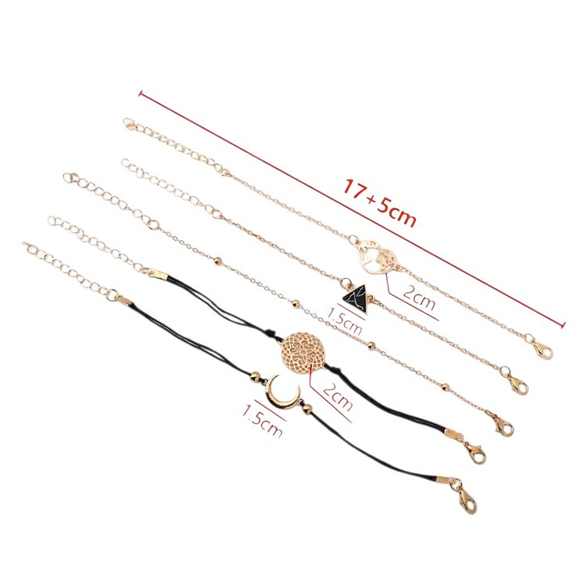 4teiliges Armbandset Schwarz Gold KARMA