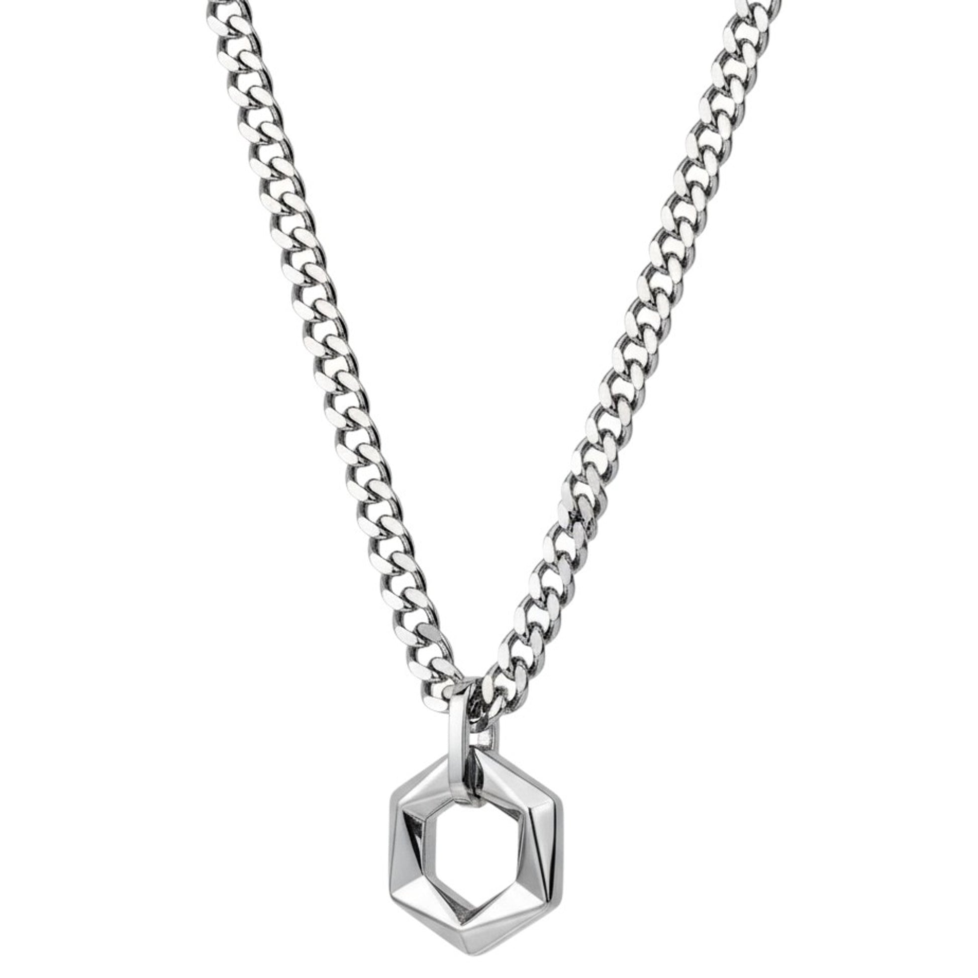 Halskette Hexagon Silber Edelstahl Herren Kette KARMA