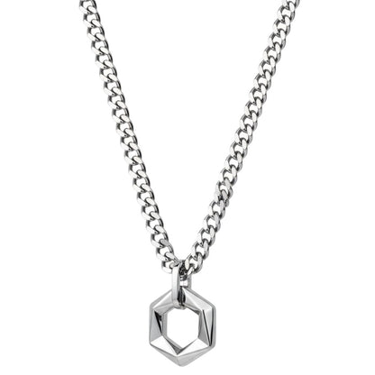 Halskette Hexagon Silber Edelstahl Herren Kette KARMA