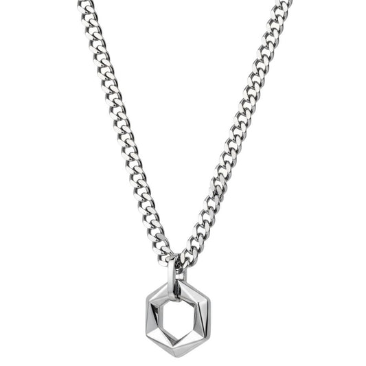 Halskette Hexagon Silber Edelstahl Herren Kette KARMA