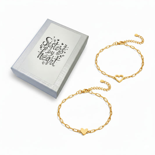 Armbandset Herzen Schwestern Gold Edelstahl Armband Damen KARMA