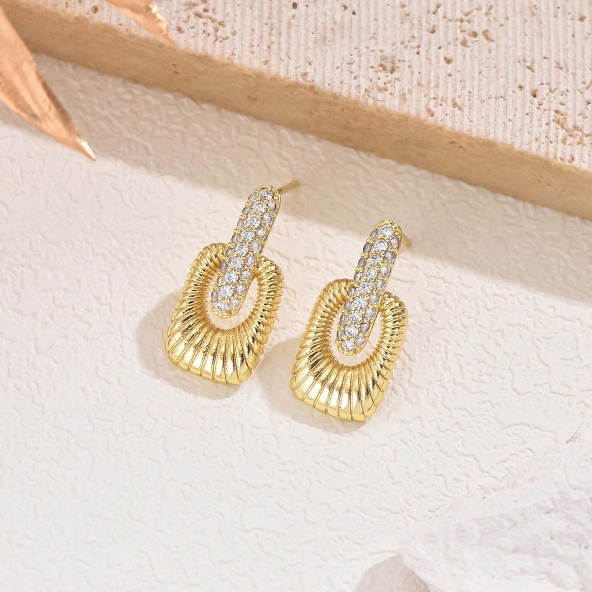 Schmuckset Damen Gold Edelstahl Halskette Ohrringe vergoldet Karma