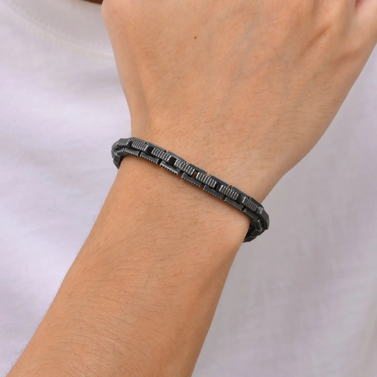 Herrenarmband Edelstahl grau KARMA