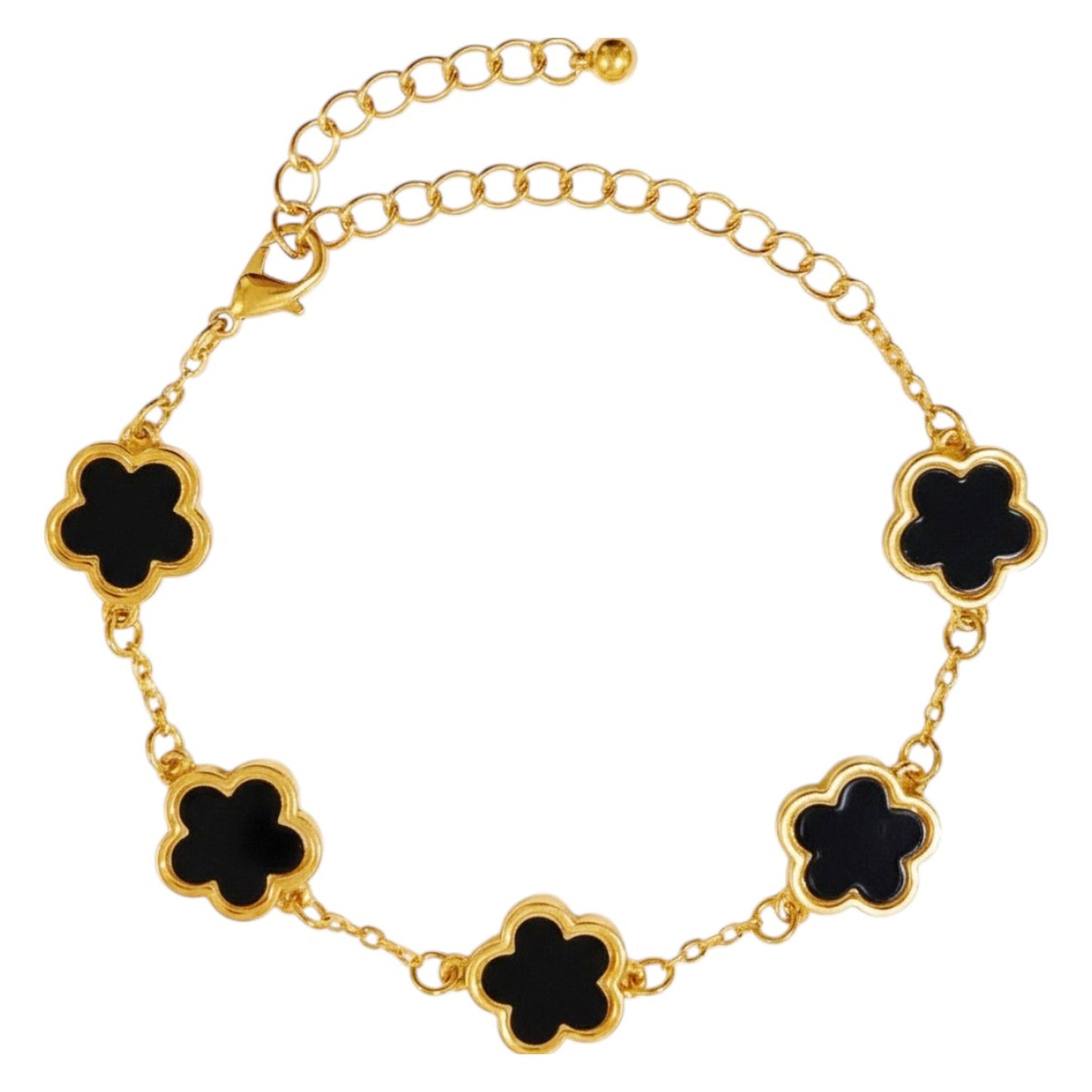 Armband Blume Gold Schwarz 17 cm Damenarmband Blumenarmband Karma