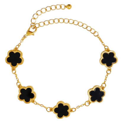 Armband Blume Gold Schwarz 17 cm Damenarmband Blumenarmband Karma