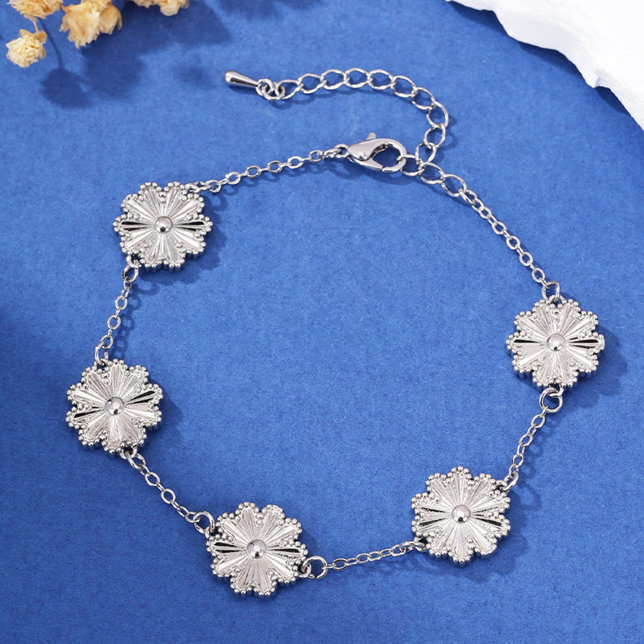 Damenarmband Blume Silber oder Gold KARMA