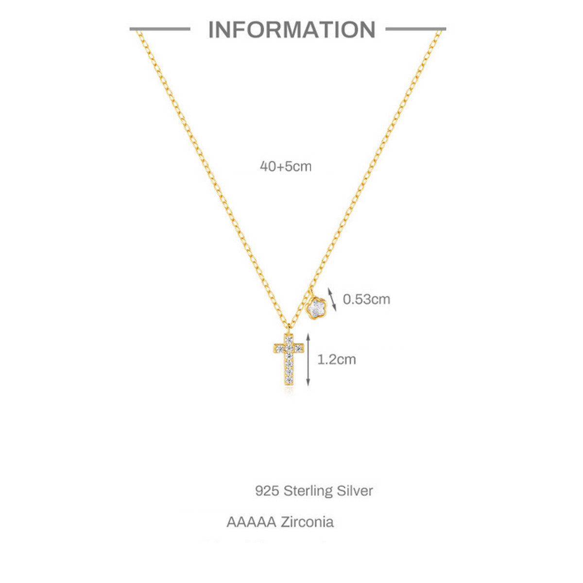 Damenkette mit kreuz Silber 925 vergoldet Karma