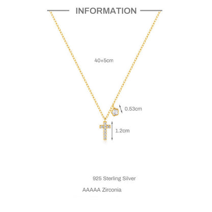Damenkette mit kreuz Silber 925 vergoldet Karma